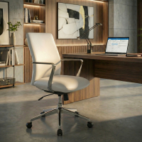 Belfast Office Armchair with Low Backrest, Aluminium Armrests and Faux leather Upholstery