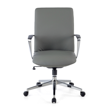 office chair gray low back synthetic leather fixed armrests 3