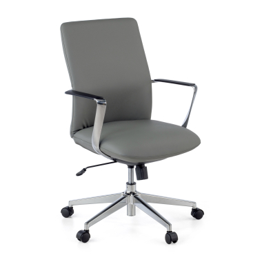 office chair gray low back synthetic leather fixed armrests 1