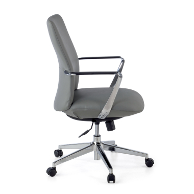 office chair gray low back synthetic leather fixed armrests 4