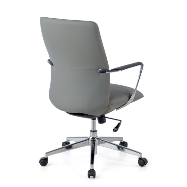 office chair gray low back synthetic leather fixed armrests 9