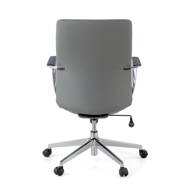 office chair gray low back synthetic leather fixed armrests 7