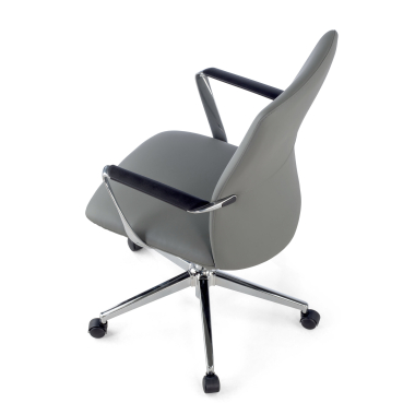 office chair gray low back synthetic leather fixed armrests 8