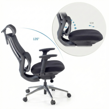 ergonomic chair black aeroflow black frame mesh 3d adjustable armrests double lumbar support headrest 4