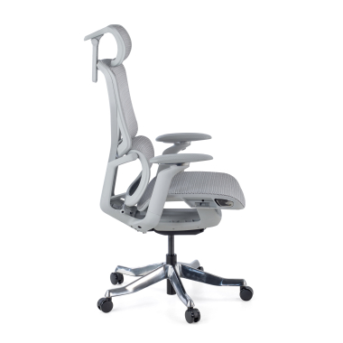 ergonomic chair white grey aerofit white frame mesh 4d adjustable armrests double lumbar support headrest 4