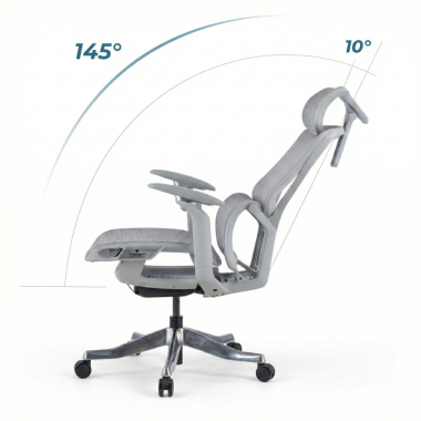 ergonomic chair white grey aerofit white frame mesh 4d adjustable armrests double lumbar support headrest 9