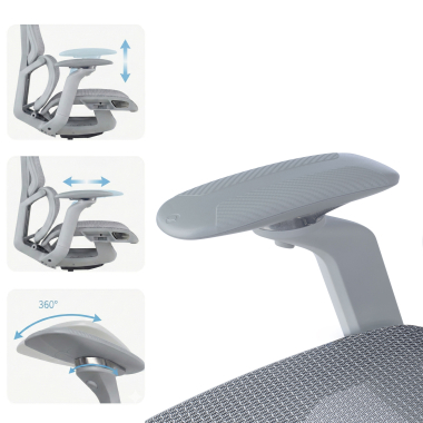 ergonomic chair white grey aerofit white frame mesh 4d adjustable armrests double lumbar support headrest 10