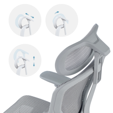 ergonomic chair white grey aerofit white frame mesh 4d adjustable armrests double lumbar support headrest 12