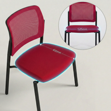 visitor chair red without arms mesh no armrests 5