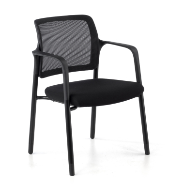 visitor chair black with arms mesh fixed armrests 1
