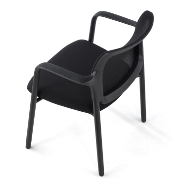 visitor chair black with arms mesh fixed armrests 11