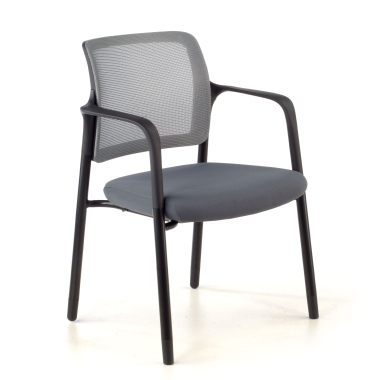 visitor chair gray with arms mesh fixed armrests 1