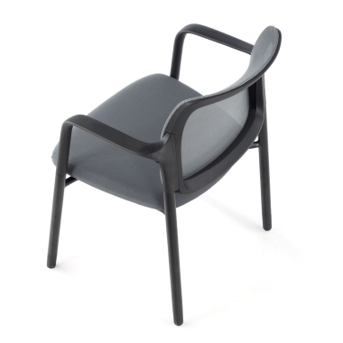 visitor chair gray with arms mesh fixed armrests 11