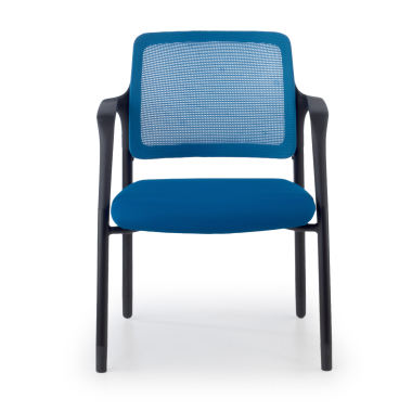 visitor chair blue with arms mesh fixed armrests 3