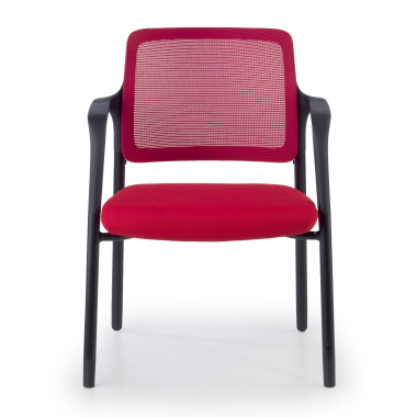 visitor chair red with arms mesh fixed armrests 3