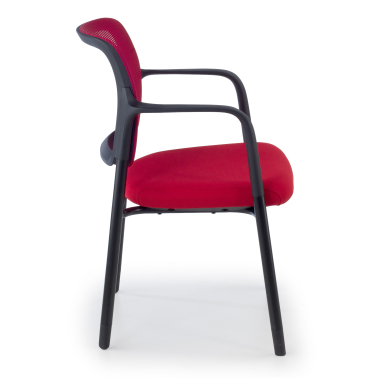 visitor chair red with arms mesh fixed armrests 4