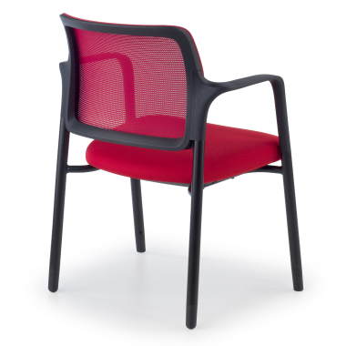 visitor chair red with arms mesh fixed armrests 8