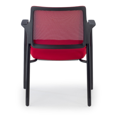 visitor chair red with arms mesh fixed armrests 9