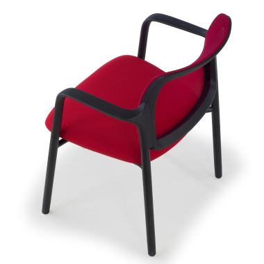 visitor chair red with arms mesh fixed armrests 10