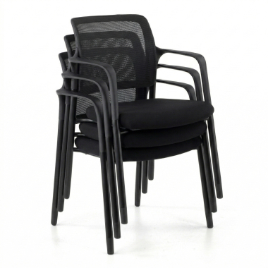 visitor chair black with arms mesh fixed armrests 7