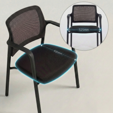 visitor chair black with arms mesh fixed armrests 6