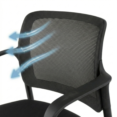 visitor chair black with arms mesh fixed armrests 8