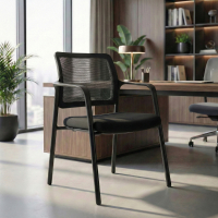 Conference chair Hermes with armrests, 4-leg base, wide seat, mesh backrest