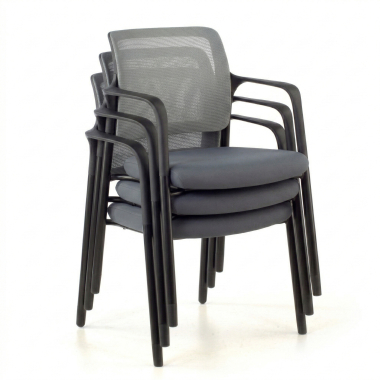 visitor chair gray with arms mesh fixed armrests 7
