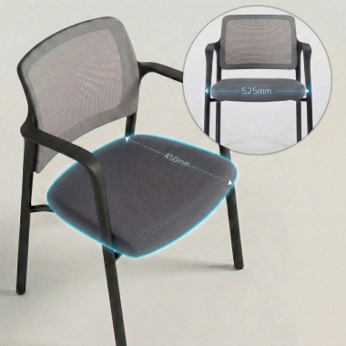 visitor chair gray with arms mesh fixed armrests 6
