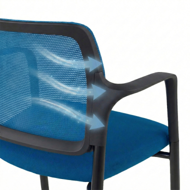 visitor chair blue with arms mesh fixed armrests 5