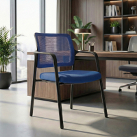 Conference chair Hermes with armrests, 4-leg base, wide seat, mesh backrest