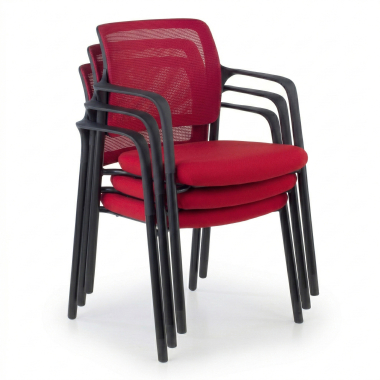 visitor chair red with arms mesh fixed armrests 6