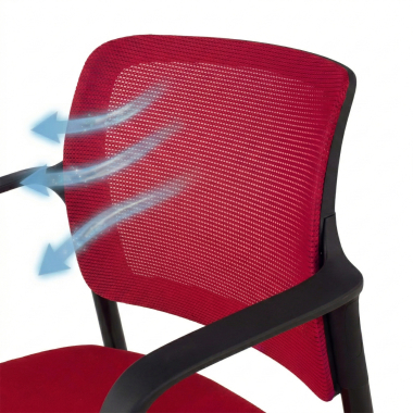visitor chair red with arms mesh fixed armrests 5