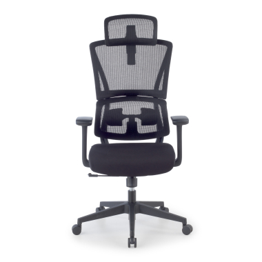 ergonomic chair black with headrest fabric fixed armrests double lumbar support headrest 3
