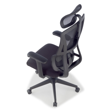 ergonomic chair black with headrest fabric fixed armrests double lumbar support headrest 12