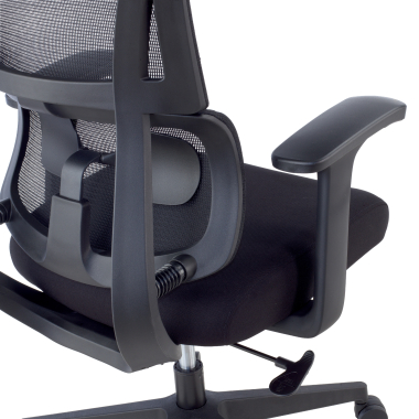 ergonomic chair black with headrest fabric fixed armrests double lumbar support headrest 7