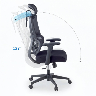 ergonomic chair black with headrest fabric fixed armrests double lumbar support headrest 5