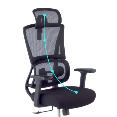 ergonomic chair black with headrest fabric fixed armrests double lumbar support headrest 9