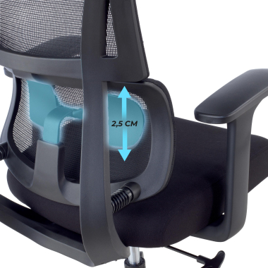 ergonomic chair black without headrest fabric fixed armrests double lumbar support 6