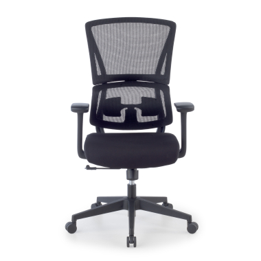 ergonomic chair black without headrest fabric fixed armrests double lumbar support 3