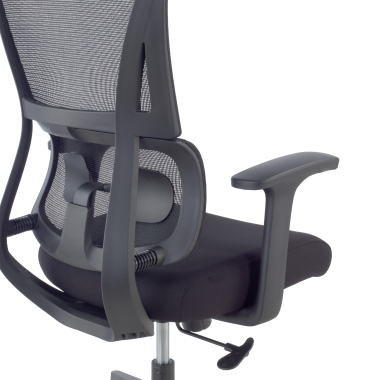 ergonomic chair black without headrest fabric fixed armrests double lumbar support 13