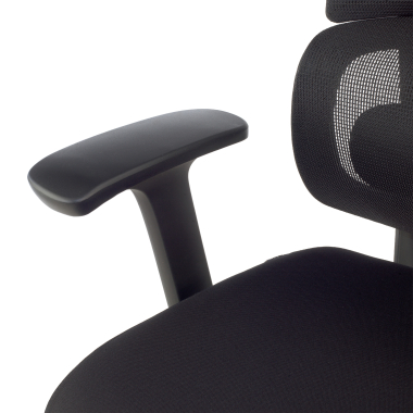 ergonomic chair black without headrest fabric fixed armrests double lumbar support 14