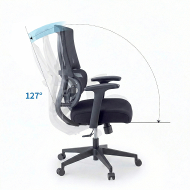 ergonomic chair black without headrest fabric fixed armrests double lumbar support 7