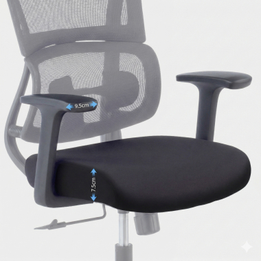 ergonomic chair black without headrest fabric fixed armrests double lumbar support 9