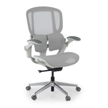 ergonomic chair white grey erghos one without headrest mesh 3d adjustable armrests double lumbar support 1