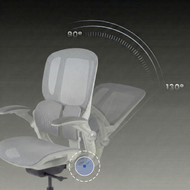 ergonomic chair white grey erghos one without headrest mesh 3d adjustable armrests double lumbar support 9