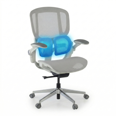 ergonomic chair white grey erghos one without headrest mesh 3d adjustable armrests double lumbar support 6