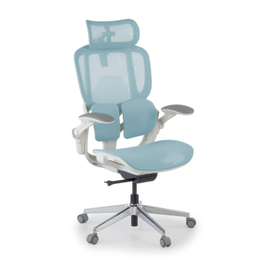 ergonomic chair white blue erghos one with headrest mesh 3d adjustable armrests double lumbar support headrest 1