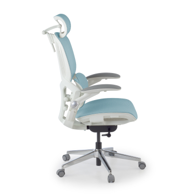 ergonomic chair white blue erghos one with headrest mesh 3d adjustable armrests double lumbar support headrest 4