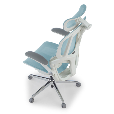 ergonomic chair white blue erghos one with headrest mesh 3d adjustable armrests double lumbar support headrest 13